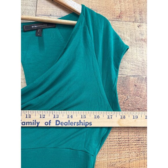 BCBGMAXAZRIA Emerald Green Draped Open Back Top S - Picture 5 of 6